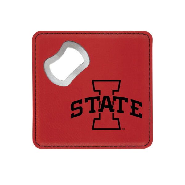 Red Leather Bottle Opener Coaster Thumbnail